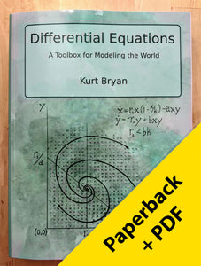 Photograph of Differential Equations textbook with overlay that says "Paperback + PDF"