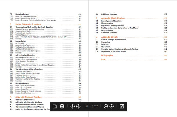 screenshot of page 7 and 8 of table of contents